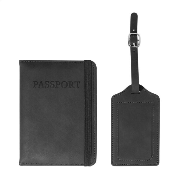 TwinPass zestaw podróżny (etui na paszport i zawieszeka na bagaż RPU) - czarny