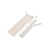Zestaw 3 słomek ze stali nierdzewnej - srebrny