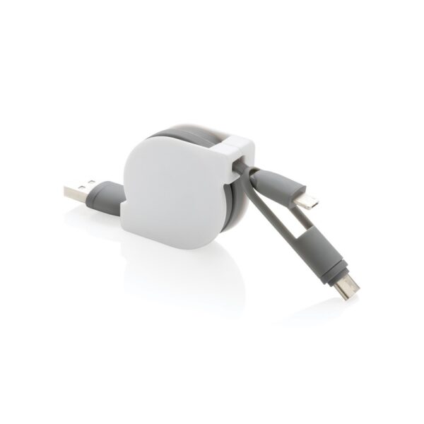 Zwijany kabel do ładowania i synchronizacji 3 w 1 - biały Zwijany kabel do ładowania i synchronizacji 3 w 1 - biały