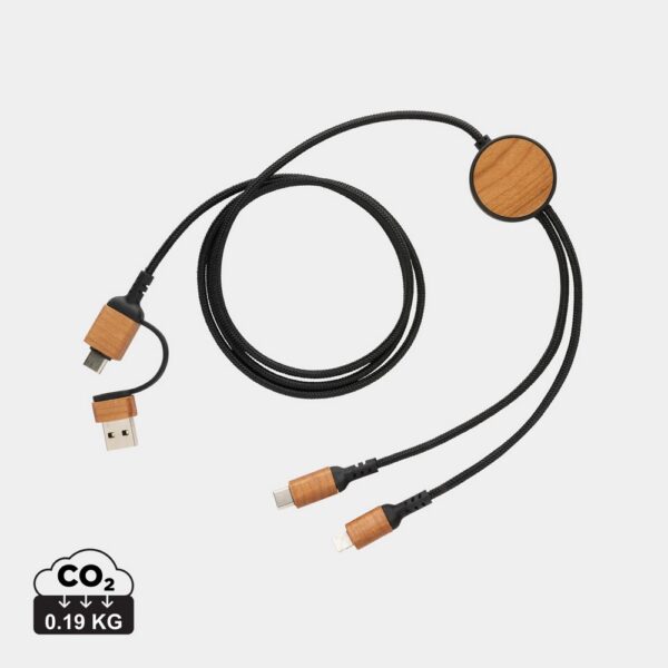 Kabel do ładowania 6 w 1 Ohio, plastik z recyklingu - czarny