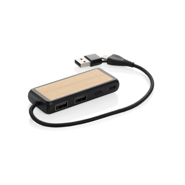 Hub USB, plastik z recyklingu - czarny