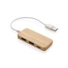 Bambusowy hub USB 2.0 z USB typu C - brązowy