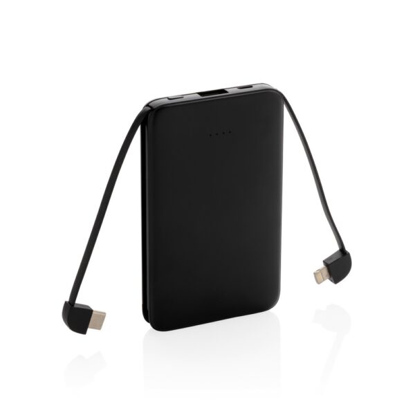 Power bank 5000 mAh, zintegrowany kabel 3 w 1 - czarny