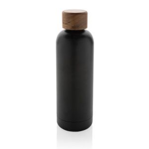 Butelka termiczna 500 ml Wood, stal nierdzewna z recyklingu - czarny Butelka termiczna 500 ml Wood, stal nierdzewna z recyklingu - czarny