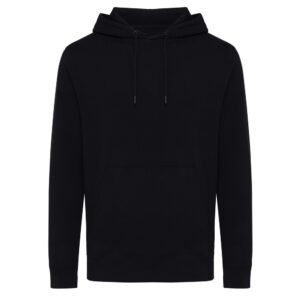 Lekka bluza z kapturem Iqoniq Rila, bawełna z recyklingu - czarny, 4XL