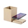 Składana ładowarka bezprzewodowa 5W z kartonu z recyklingu, hub USB 2.0, pojemnik na przybory do pisania, stojak na telefon - neutralny Składana ładowarka bezprzewodowa 5W z kartonu z recyklingu, hub USB 2.0, pojemnik na przybory do pisania, stojak na telefon - neutralny