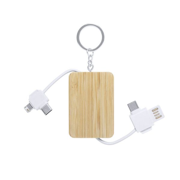 Kabel do ładowania, bambusowy brelok do kluczy Kabel do ładowania, bambusowy brelok do kluczy