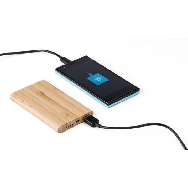 Bambusowy power bank 4000 mAh - brązowy