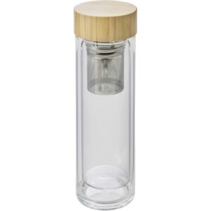Szklany termos 420 ml, posiada sitko zatrzymujące fusy - jasnobrązowy Szklany termos 420 ml, posiada sitko zatrzymujące fusy - jasnobrązowy