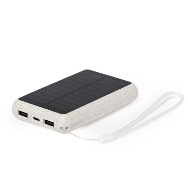 Power bank 5000 mAh ze słomy pszenicznej, ładowarka słoneczna - neutralny
