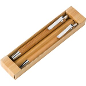 Bambusowy zestaw piśmienniczy, długopis touch pen i ołówek mechaniczny - brązowy