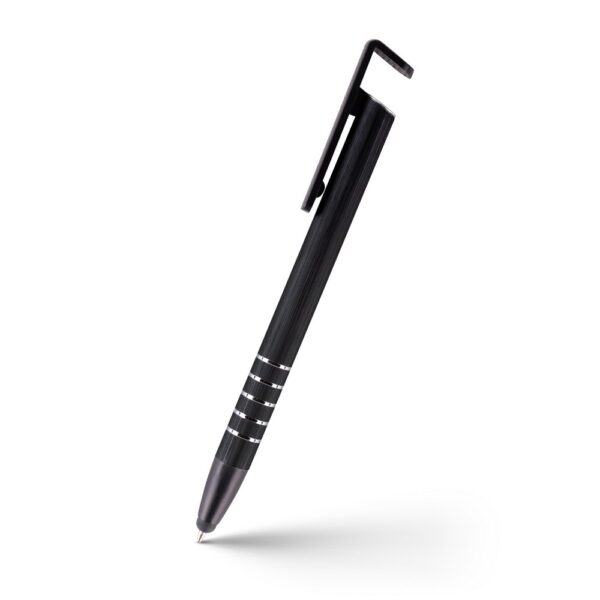 Długopis, touch pen, stojak na telefon | Erran - czarny Długopis, touch pen, stojak na telefon | Erran - czarny