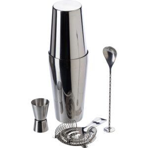 Zestaw do koktajli, shaker, 4 el. - srebrny Zestaw do koktajli, shaker, 4 el. - srebrny