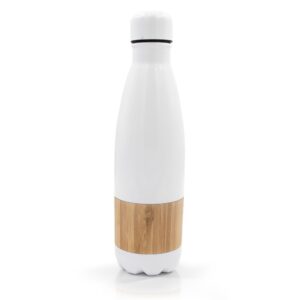 Butelka termiczna 500 ml z bambusowym elementem | Blake - biały