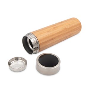 Bambusowy termos 500 ml, posiada sitko zatrzymujące fusy oraz dotykowy cyfrowy wyświetlacz temperatury napojów | Georgia - drewno Bambusowy termos 500 ml, posiada sitko zatrzymujące fusy oraz dotykowy cyfrowy wyświetlacz temperatury napojów | Georgia - drewno