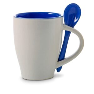 Kubek ceramiczny 300 ml z łyżeczką - granatowy Kubek ceramiczny 300 ml z łyżeczką - granatowy