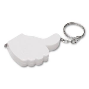 Brelok do kluczy "kciuk", miara 1m - biały Brelok do kluczy "kciuk", miara 1m - biały