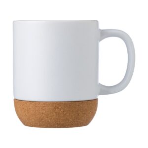 Kubek ceramiczny 300 ml z korkowym elementem - biały Kubek ceramiczny 300 ml z korkowym elementem - biały