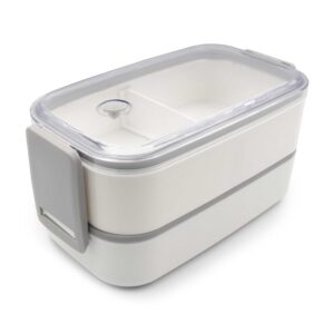 Pudełka śniadaniowe 2 w 1, 2x700 ml, sztućce | Cash - biały