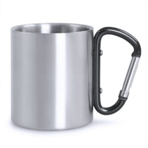 Metalowy kubek 210 ml z karabińczykiem - czarny Metalowy kubek 210 ml z karabińczykiem - czarny