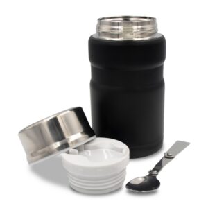 Termiczny pojemnik na żywność 650 ml Air Gifts, składana łyżka | Jonathan - czarny Termiczny pojemnik na żywność 650 ml Air Gifts, składana łyżka | Jonathan - czarny