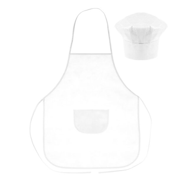 Zestaw małego kucharza, fartuch kuchenny i czapka kucharska, rozmiar dziecięcy | Nedina - biały