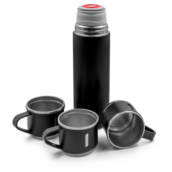 Termos 420 ml i 3 kubki 150 ml | Quavean - czarny