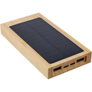 Power bank 10000 mAh z ładowarką słoneczną - brązowy