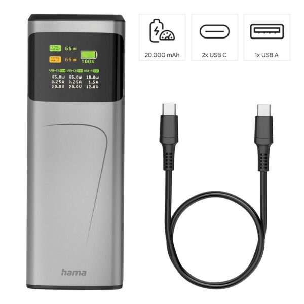 Power bank 20000 mAh Hama High Power 65W Power bank 20000 mAh Hama High Power 65W