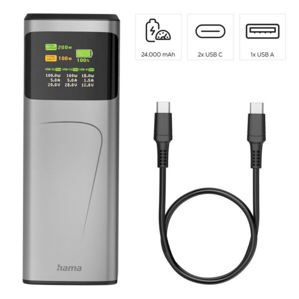 Power bank 24000 mAh Hama High Power 200W