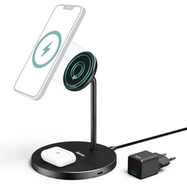Magnetyczna ładowarka bezprzewodowa 2 w 1, 15W Hama Magnetyczna ładowarka bezprzewodowa 2 w 1, 15W Hama