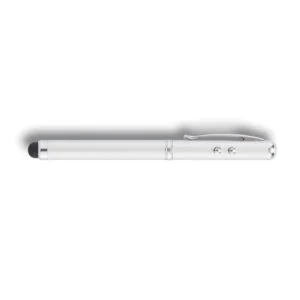 Długopis 4 w 1, touch pen, wskaźnik laserowy, latarka - srebrny