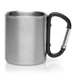 Metalowy kubek 210 ml z karabińczykiem | Easton - czarny