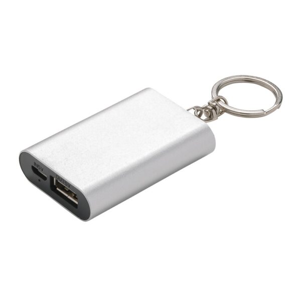 Power bank 1000 mAh, brelok do kluczy - srebrny