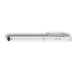 Długopis 4 w 1, touch pen, wskaźnik laserowy, latarka - srebrny